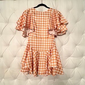 DO + BE gold polka dot ruffled dress